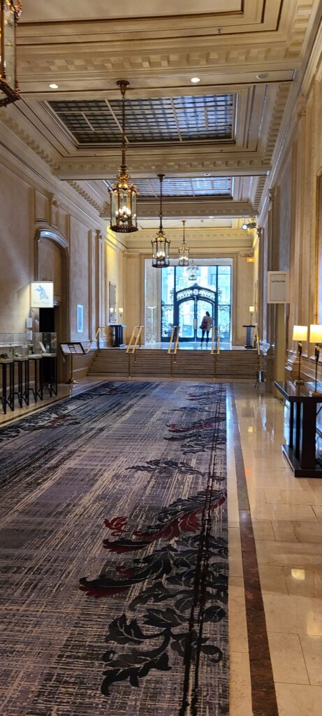 Palace Hotel SF Hallway leading to Pied Piper Bar