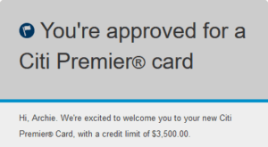 Citi Premier Approval