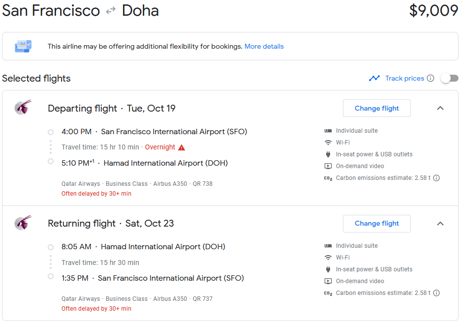 SFO to Doha