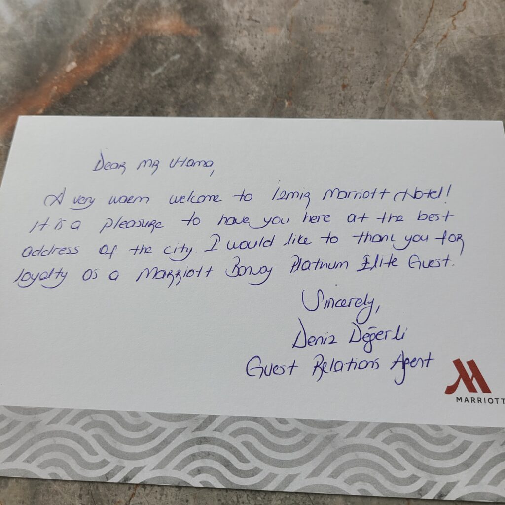 Izmir Marriott Welcome Note