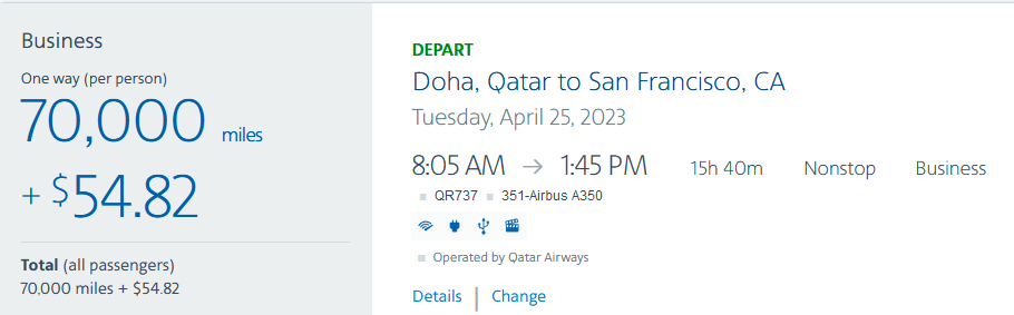 DOH-SFO QSuites with AAdvantage