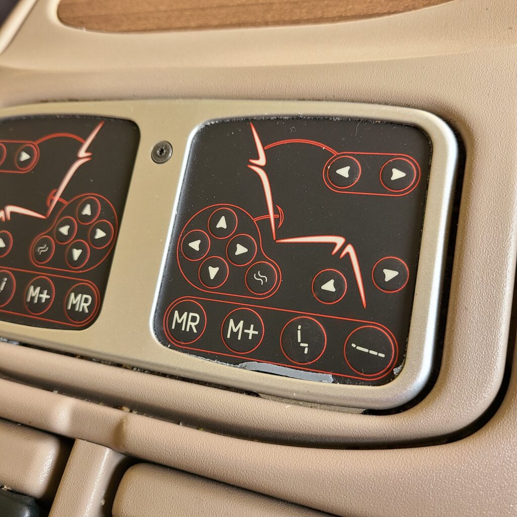 Turkish Airlines Business Class 777 Seat Controls