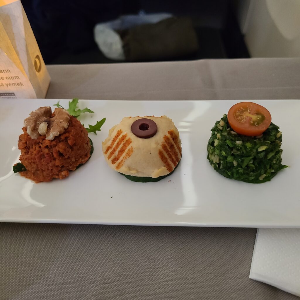 Turkish Airlines Business Class 777 Mezze Platter