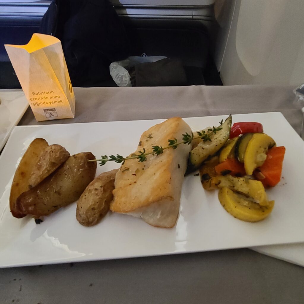 Turkish Airlines Business Class 777 Grilled Sea Bass