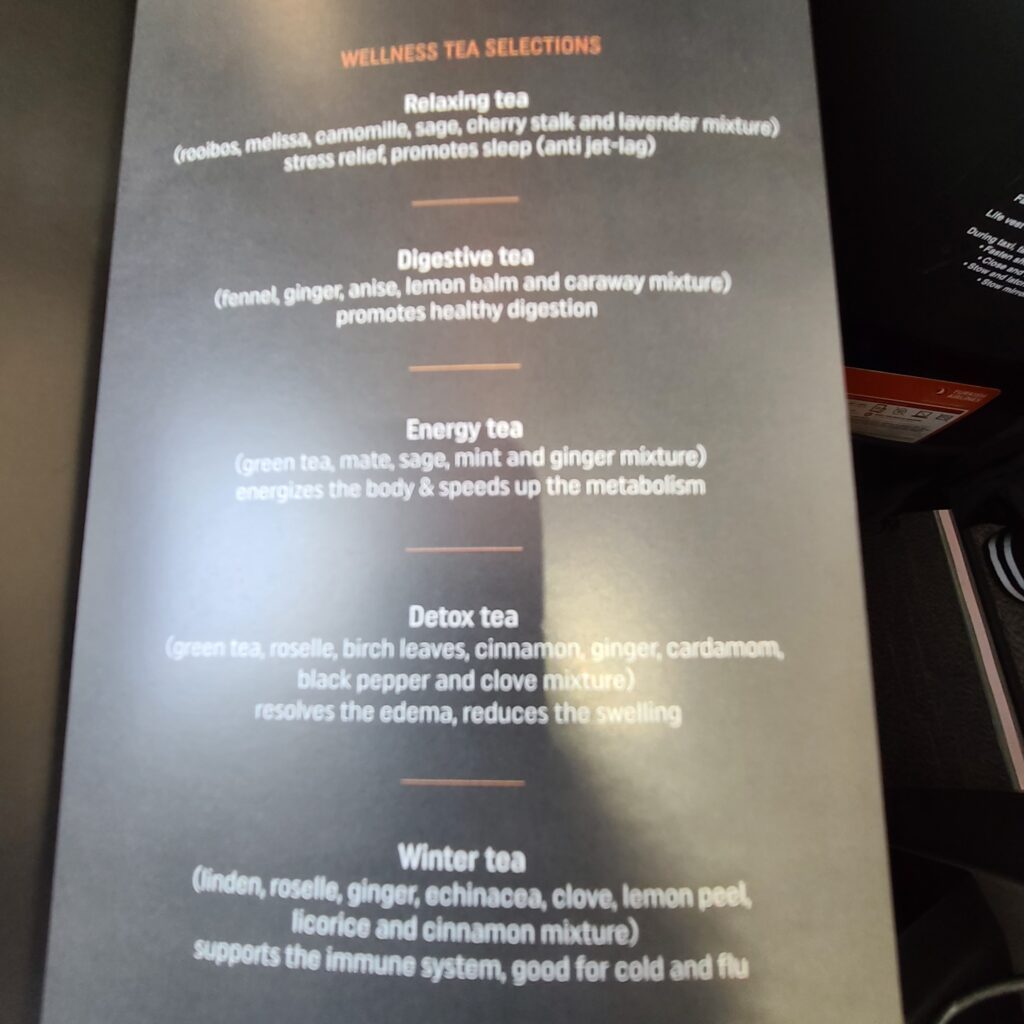 Turkish Airlines Business Class 787 Beverages Menu