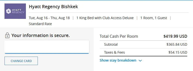 Hyatt Regency Bishkek Deluxe Room with Club Access Cost