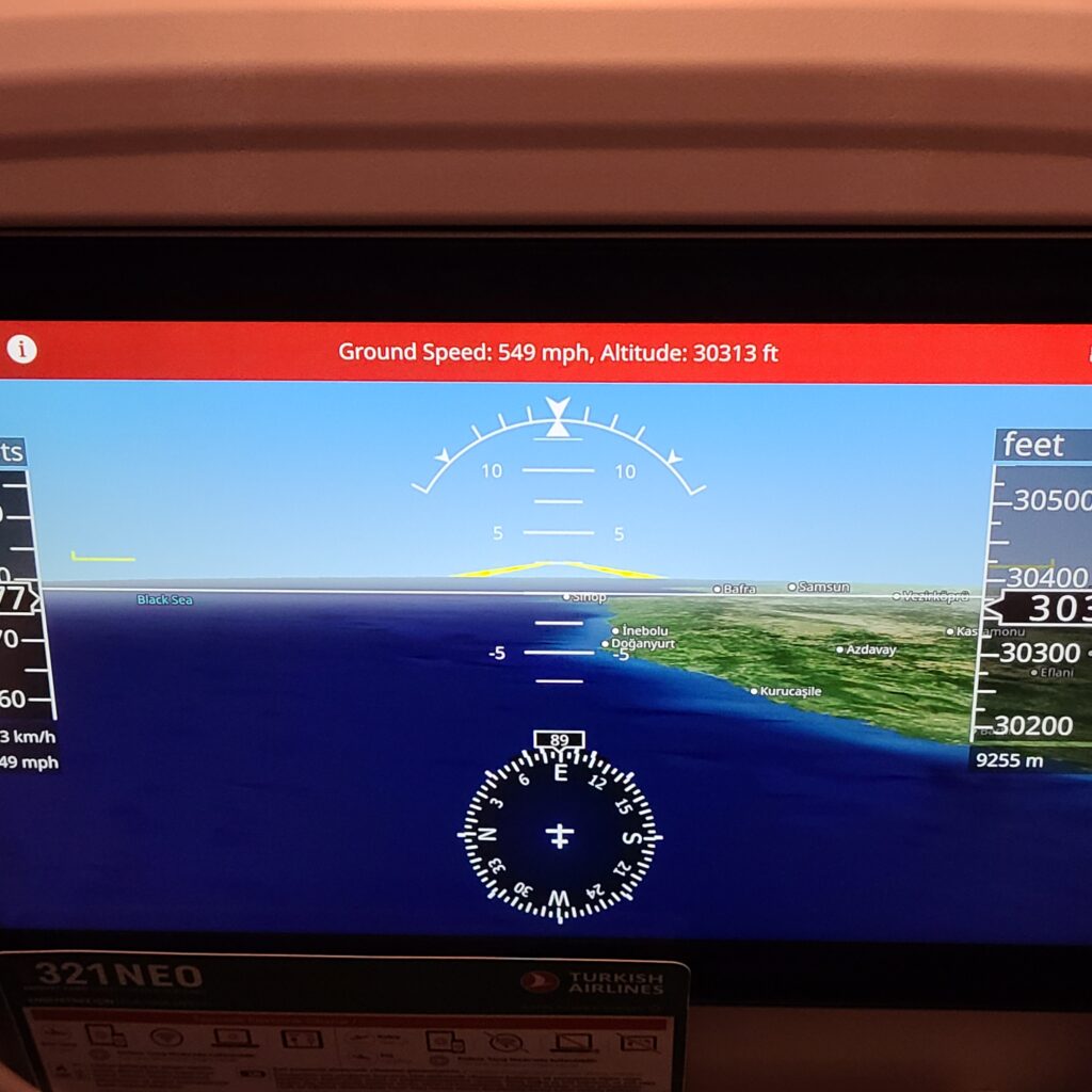 Turkish Airlines Business Class A321 In-Flight Map
