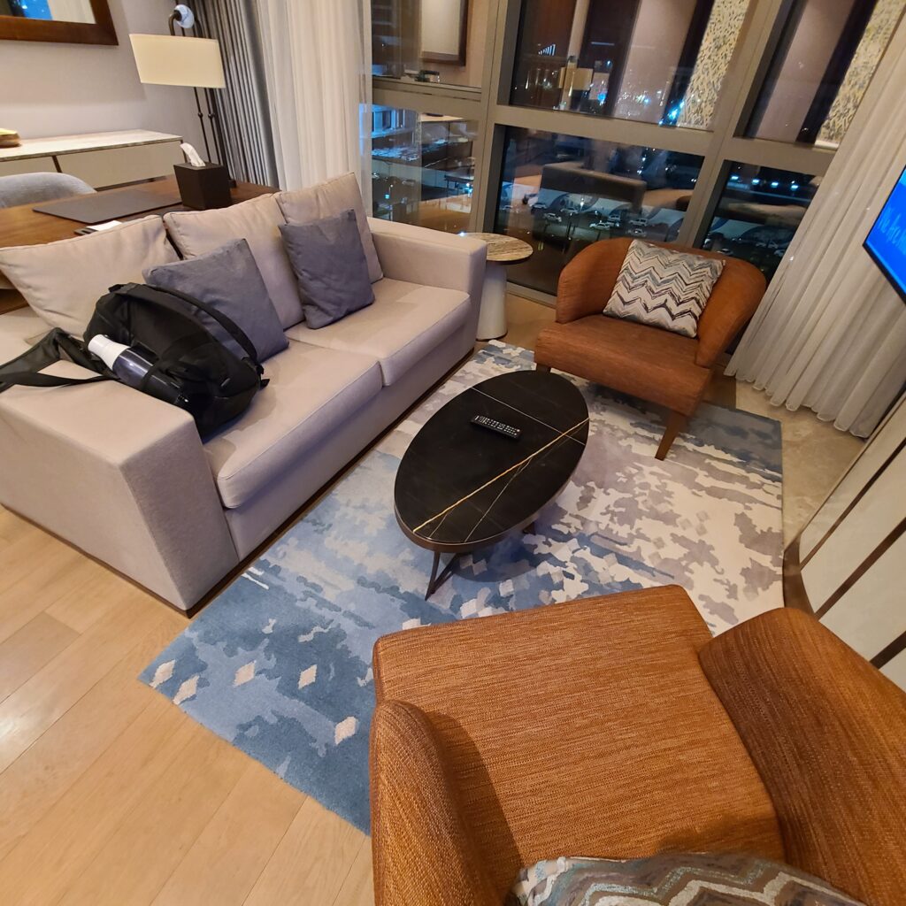 Hilton Tashkent City Corner Suite Living Room Seating Area