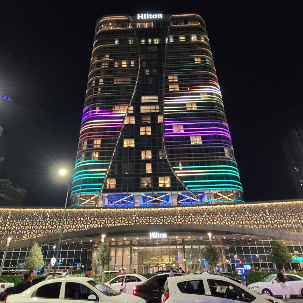 Hilton Tashkent City Building at Night
