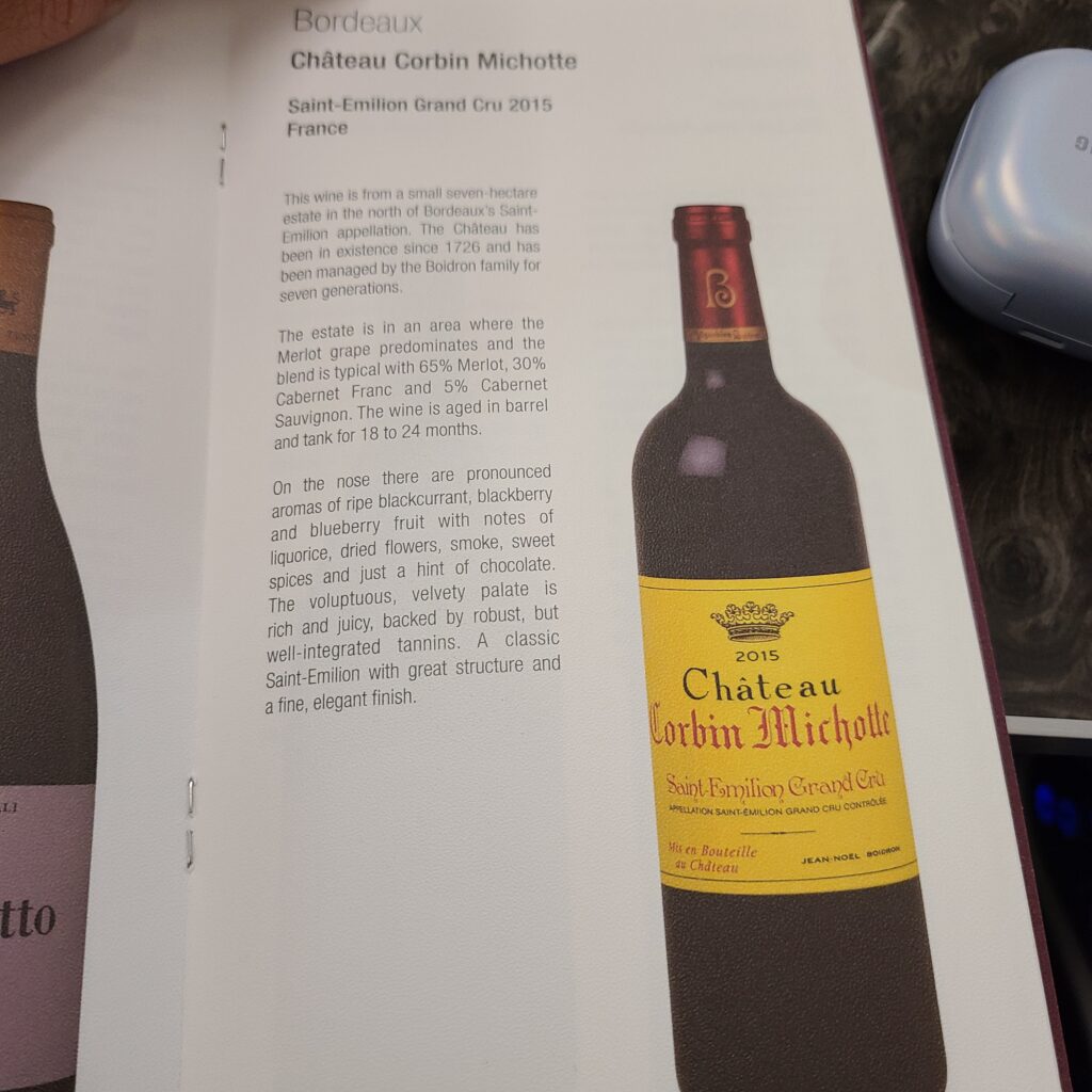 Qatar Airways Business Class Saint-Emilion Grand Cru