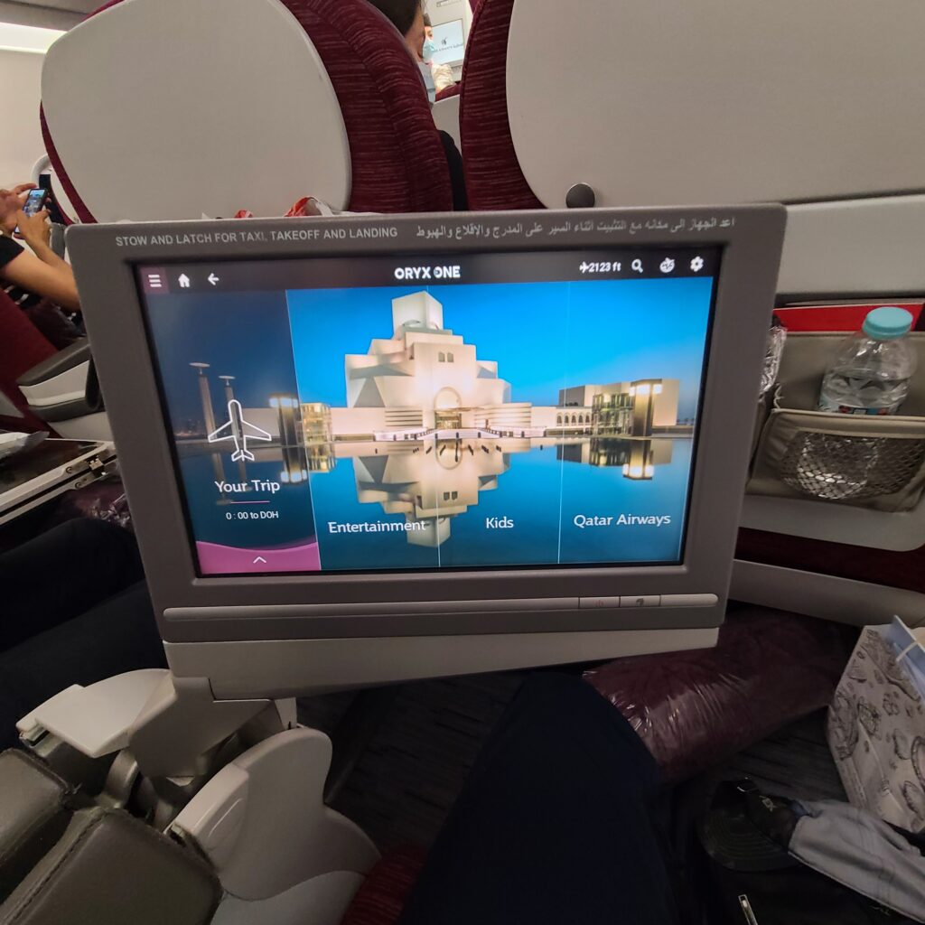 Qatar Airways Business Class A320 Entertainment Screen