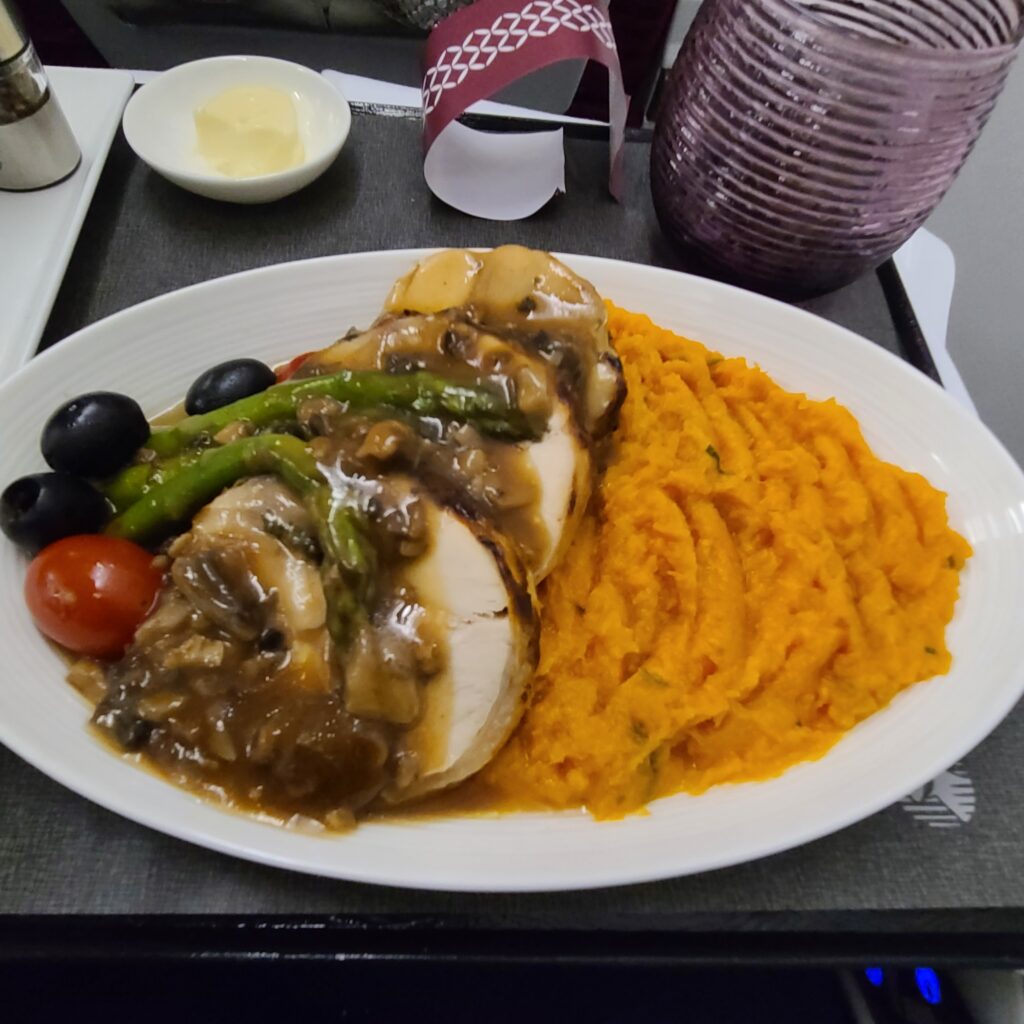 Qatar Airways Business Class A320 Chicken Galantine