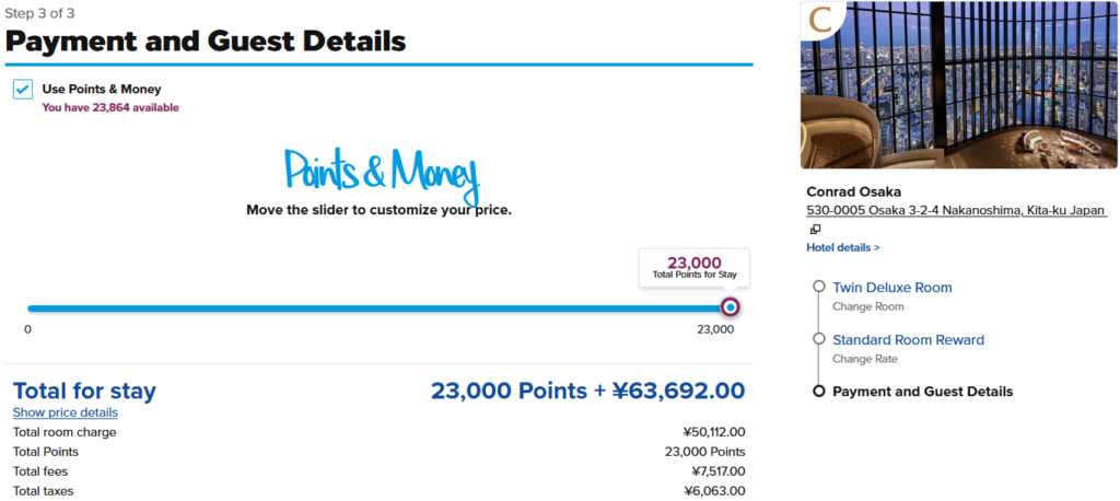 Conrad Osaka Points & Money