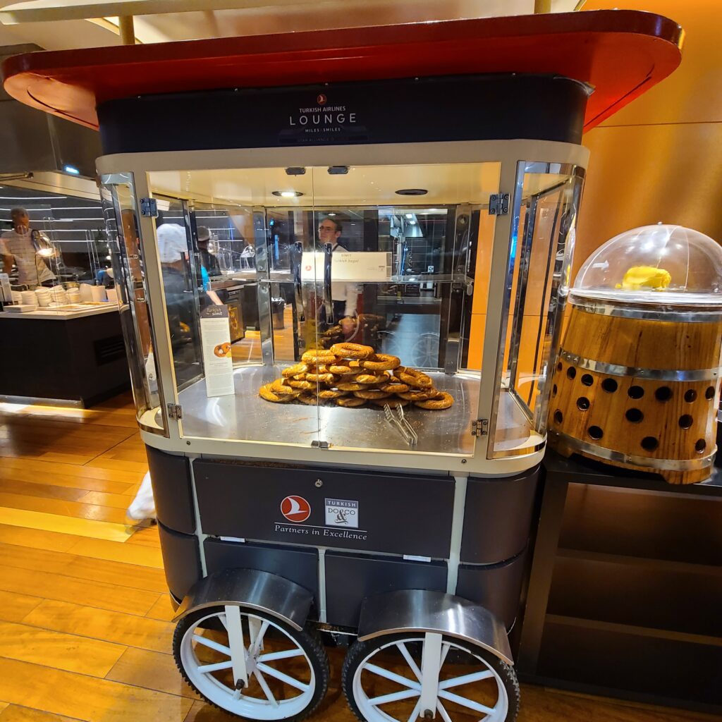 Turkish Airlines Business Class Lounge, Istanbul Airport Simit Cart