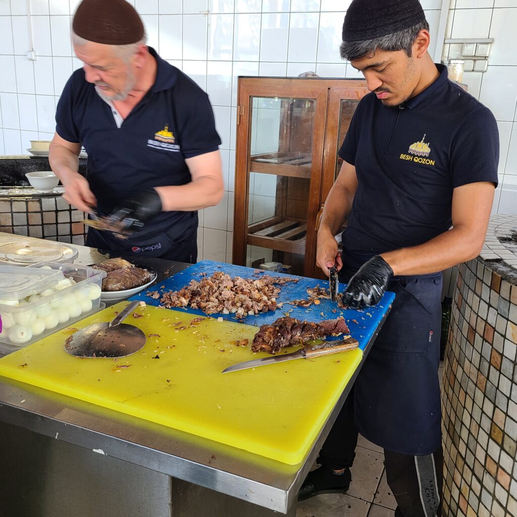 Meat Cutting for Plov at Besh Qozon