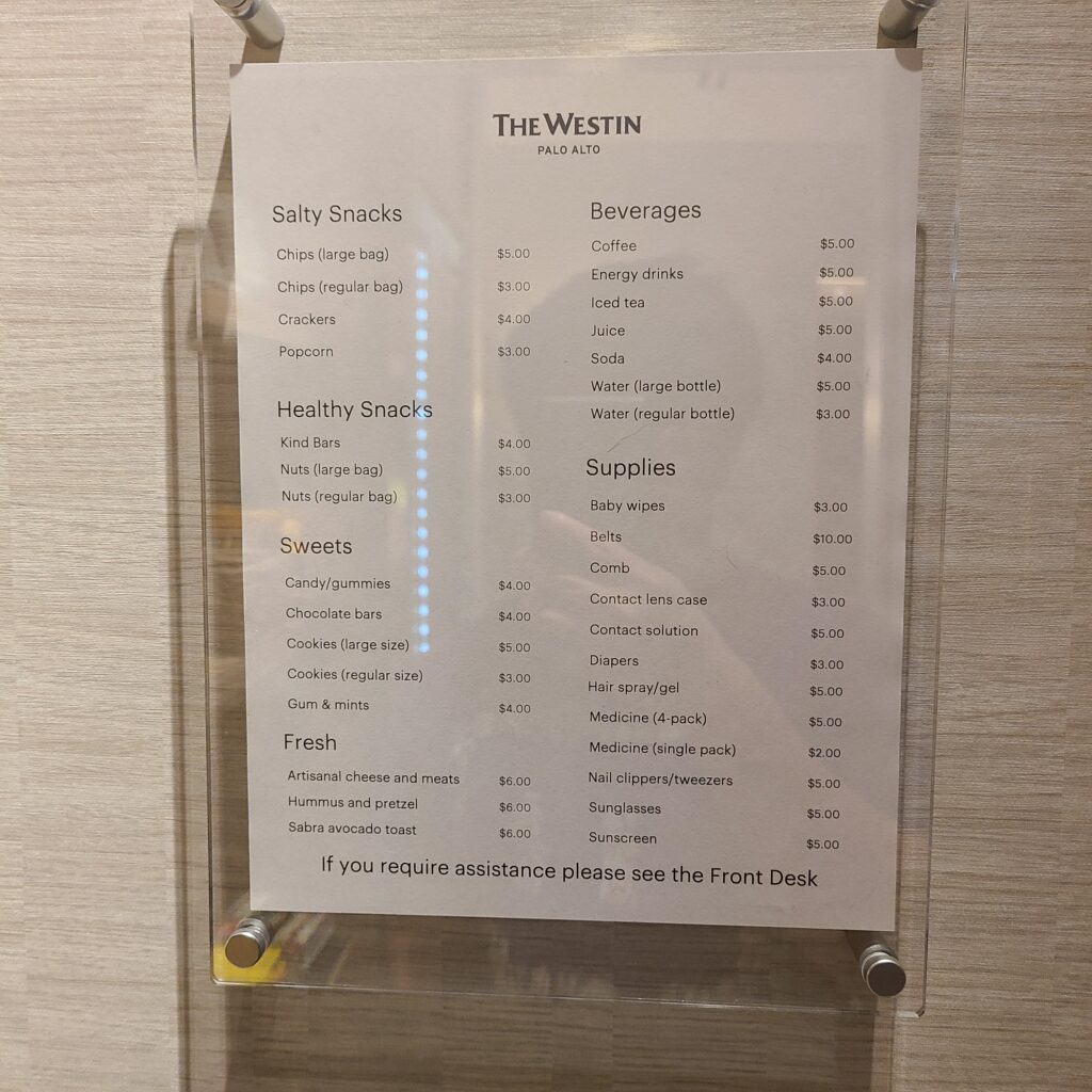 The Westin Palo Alto Mini Market Prices