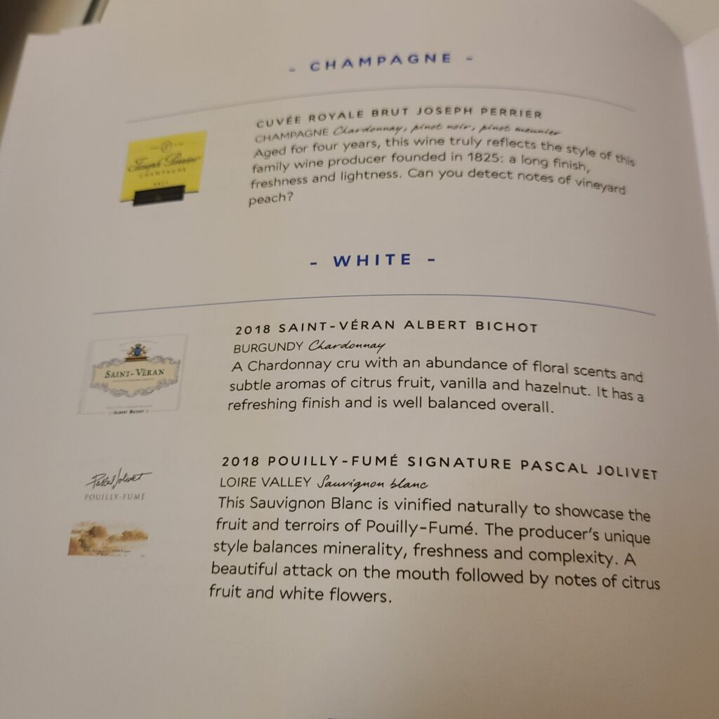 Air France Old Business Class Boeing 777-300ER White Wine & Champagne Menu