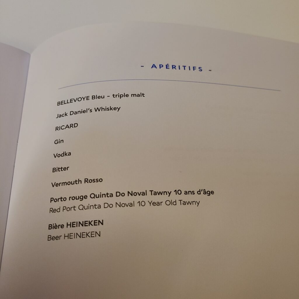 Air France Old Business Class Boeing 777-300ER Apéritifs Menu