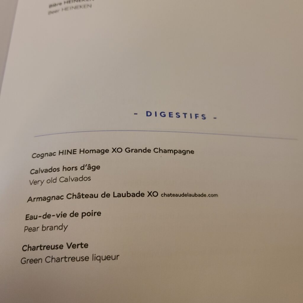 Air France Old Business Class Boeing 777-300ER Digestifs Menu