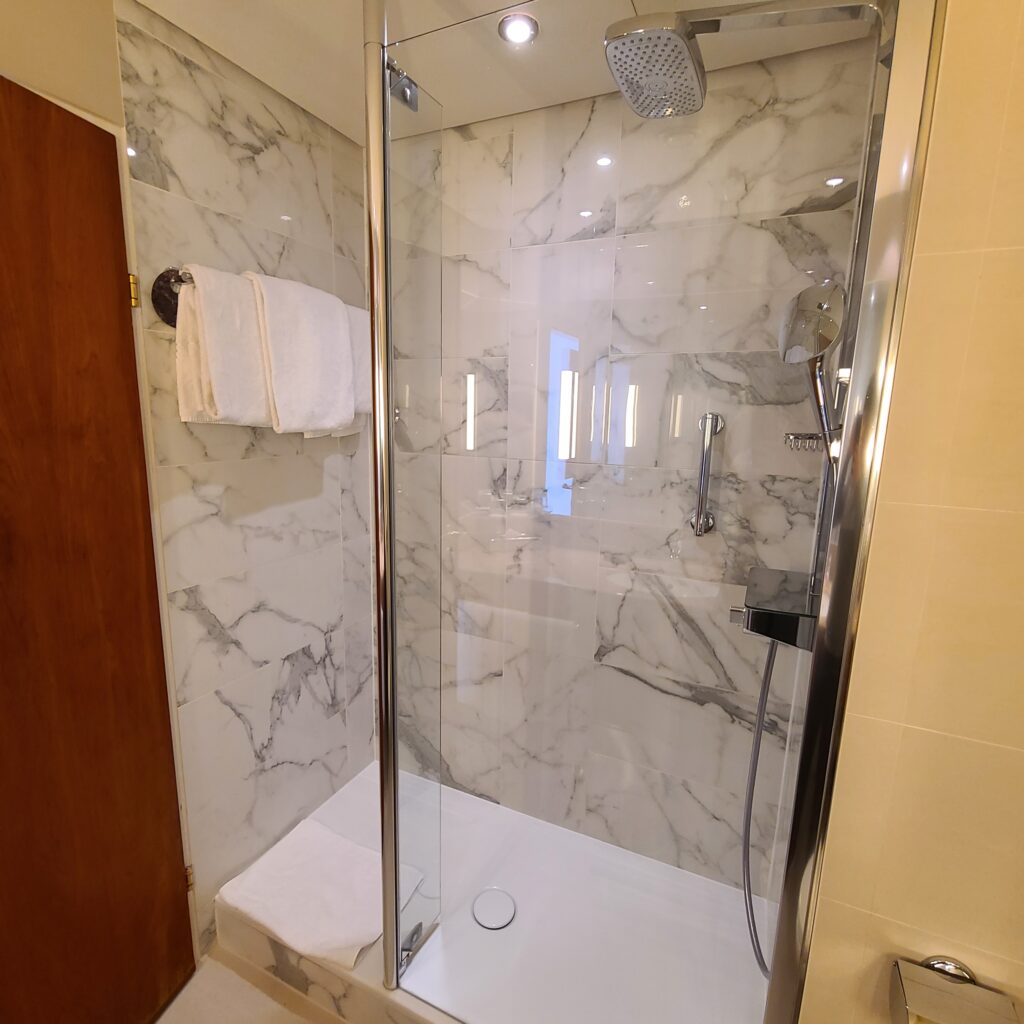 Prague Marriott Hotel Family Suite Bathroom Shower