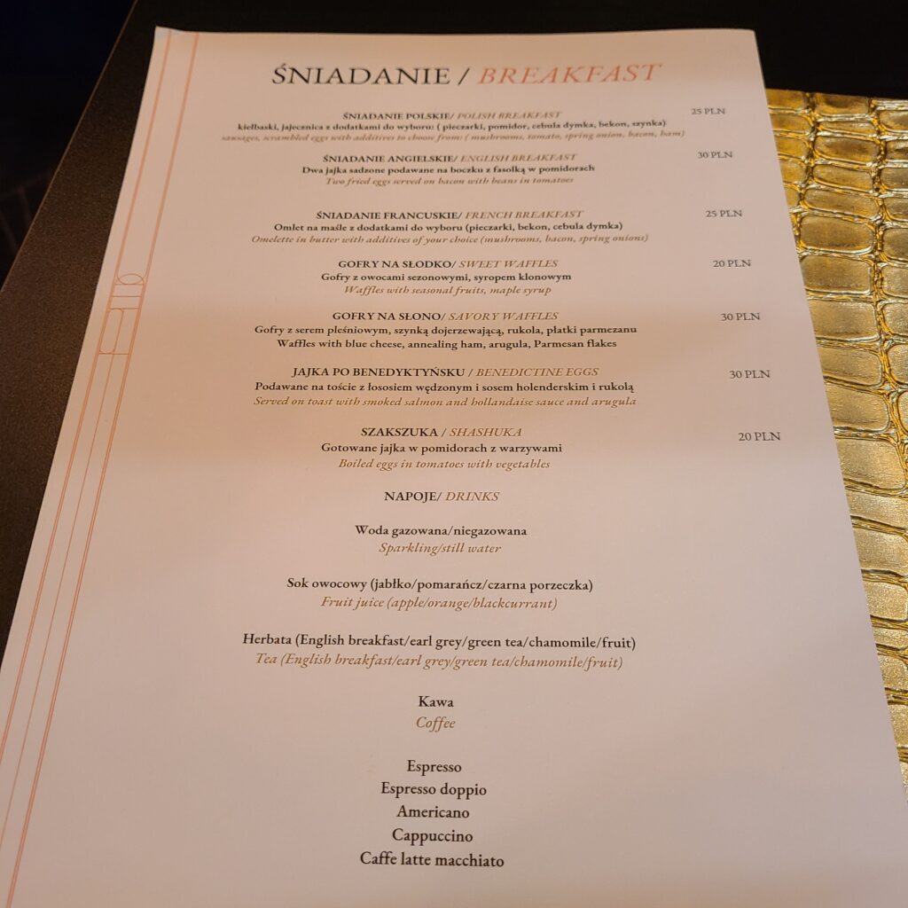 Garamond, Tribute Portfolio Breakfast A La Carte Menu