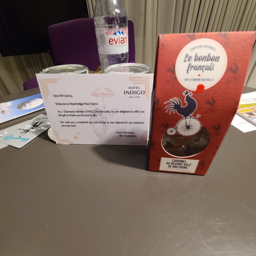 Hotel Indigo Paris Opera IHG Diamond Welcome Gift