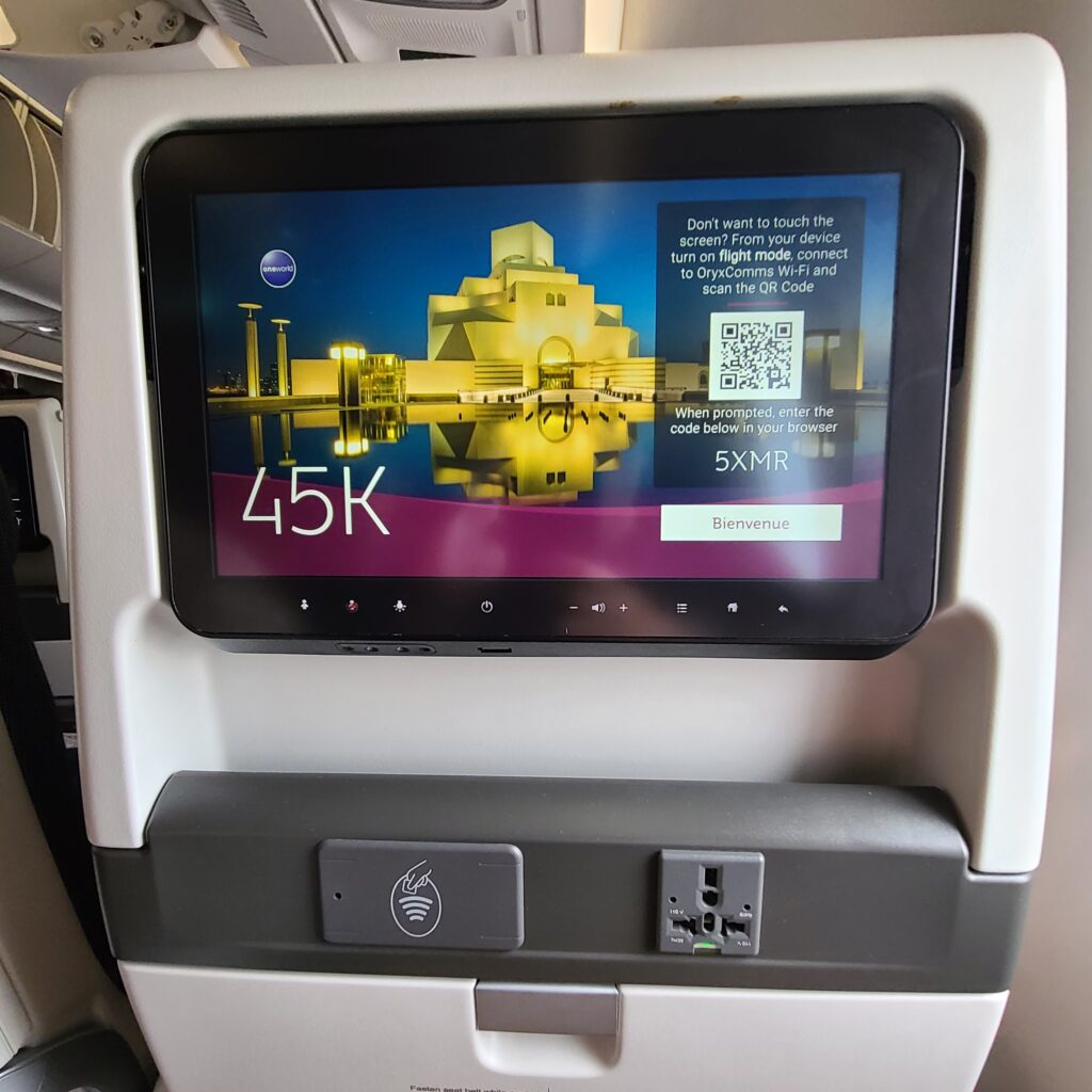 Qatar Airways Airbus A350-1000 Economy Entertainment Screen
