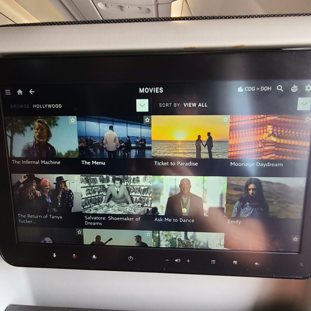 Qatar Airways Airbus A350-1000 Economy Entertainment Screen