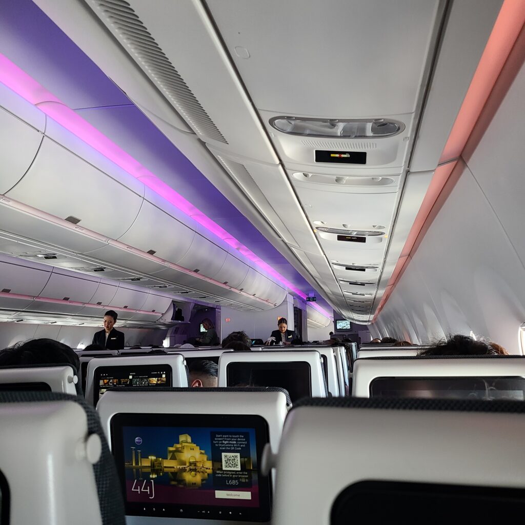 Qatar Airways Airbus A350-1000 Economy Class Cabin