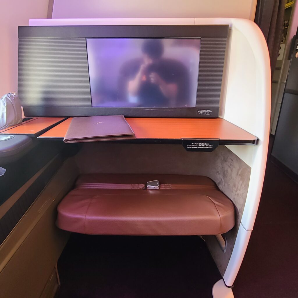 JAL Boeing 777-300ER First Class Entertainment Screen & Movable Tray Table