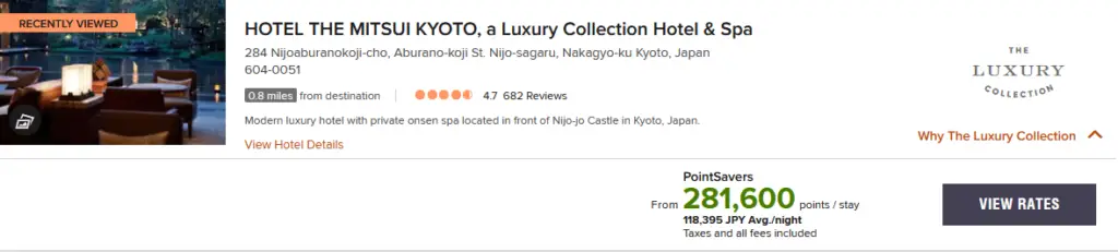 HOTEL THE MITSUI KYOTO PointSavers Rate