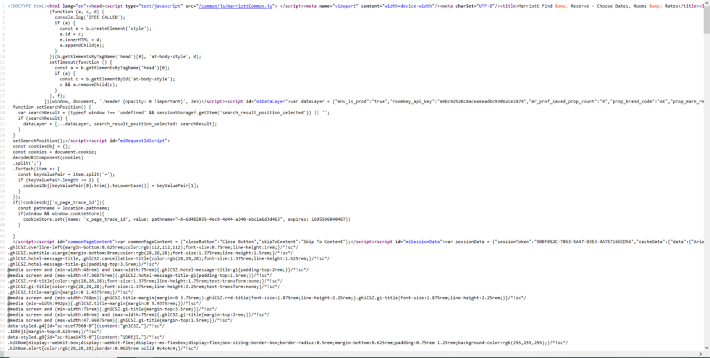 Marriott View Page Source