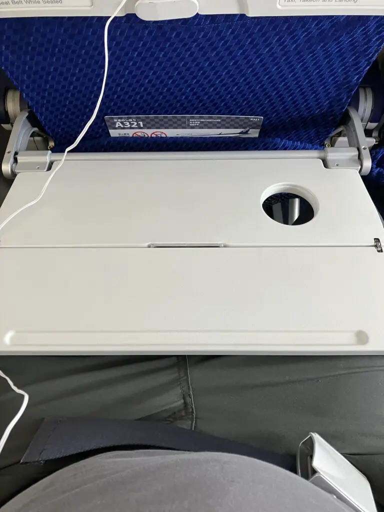 ANA Airbus A321 Economy Class Tray Table Fully Folded