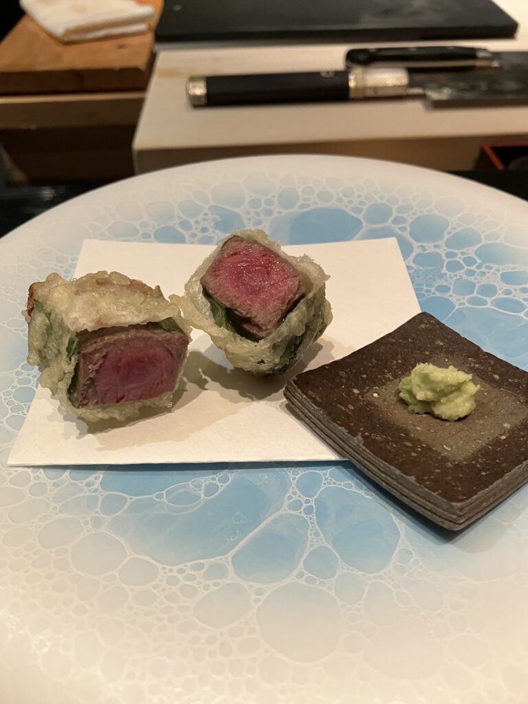 Mizuki at Ritz-Carlton, Kyoto Tempura Omi Wagyu Beef