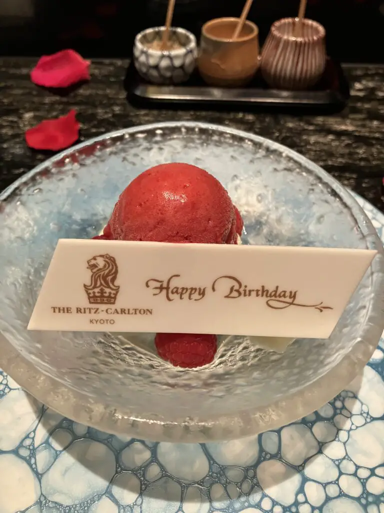 Mizuki at Ritz-Carlton, Kyoto Tempura Birthday Dessert
