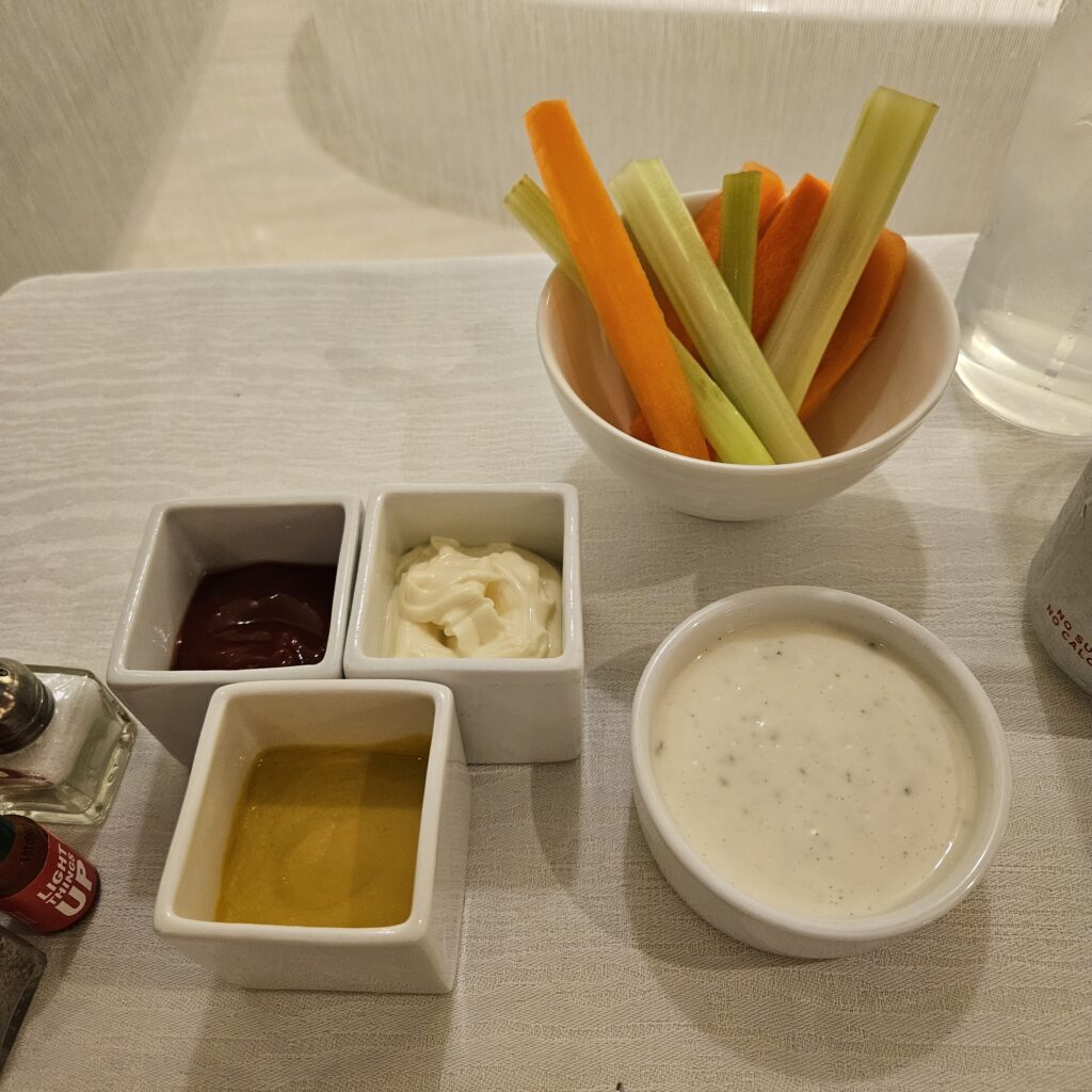 Waldorf Astoria Las Vegas Veggie Sticks & Condiments