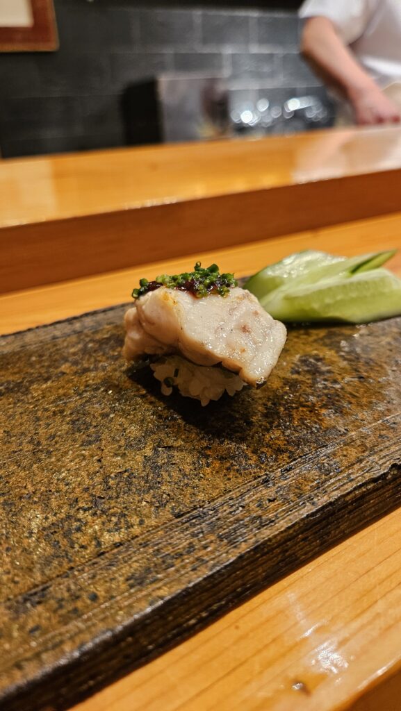 Tachiuo (grilled belt fish with plum sauce)