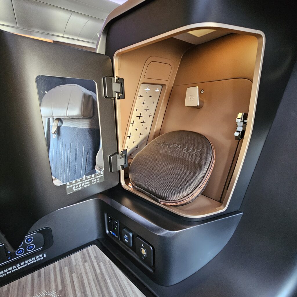 Starlux Airbus A330-900neo Business Class Storage Opened
