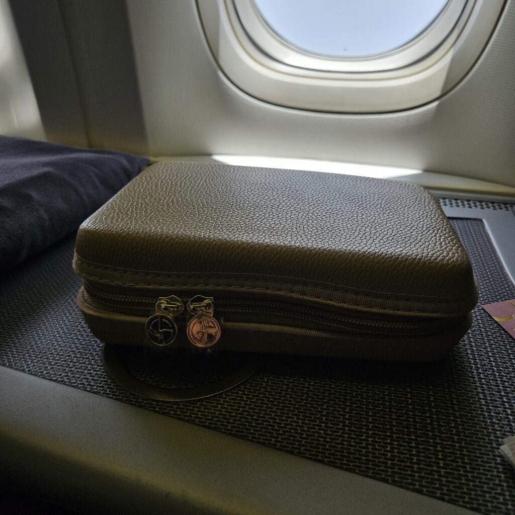 EVA Air Boeing 777 Royal Laurel Giorgio Armani Amenity Bag (Tan)