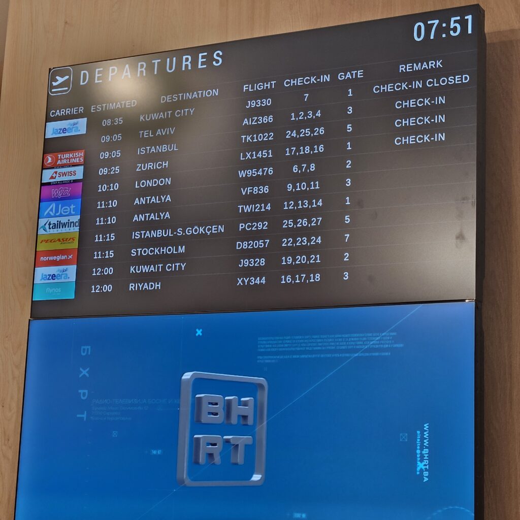 SJJ Business Lounge Flight Info