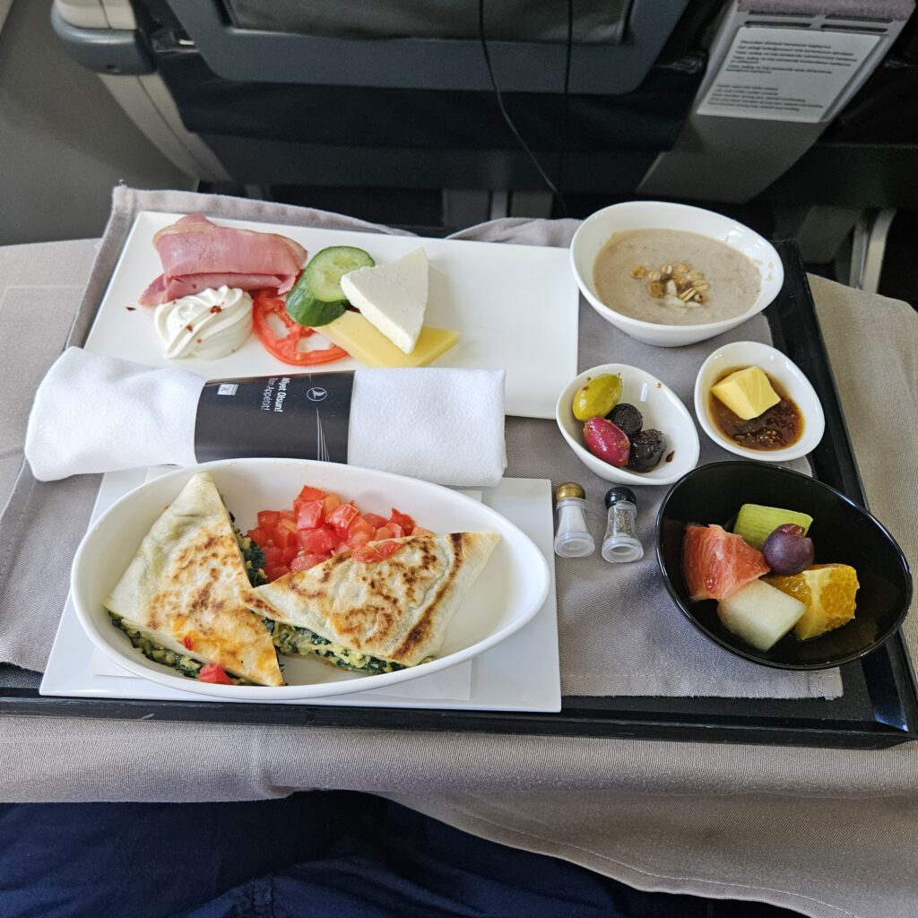 Turkish Airlines Business Class Breakfast Gozleme