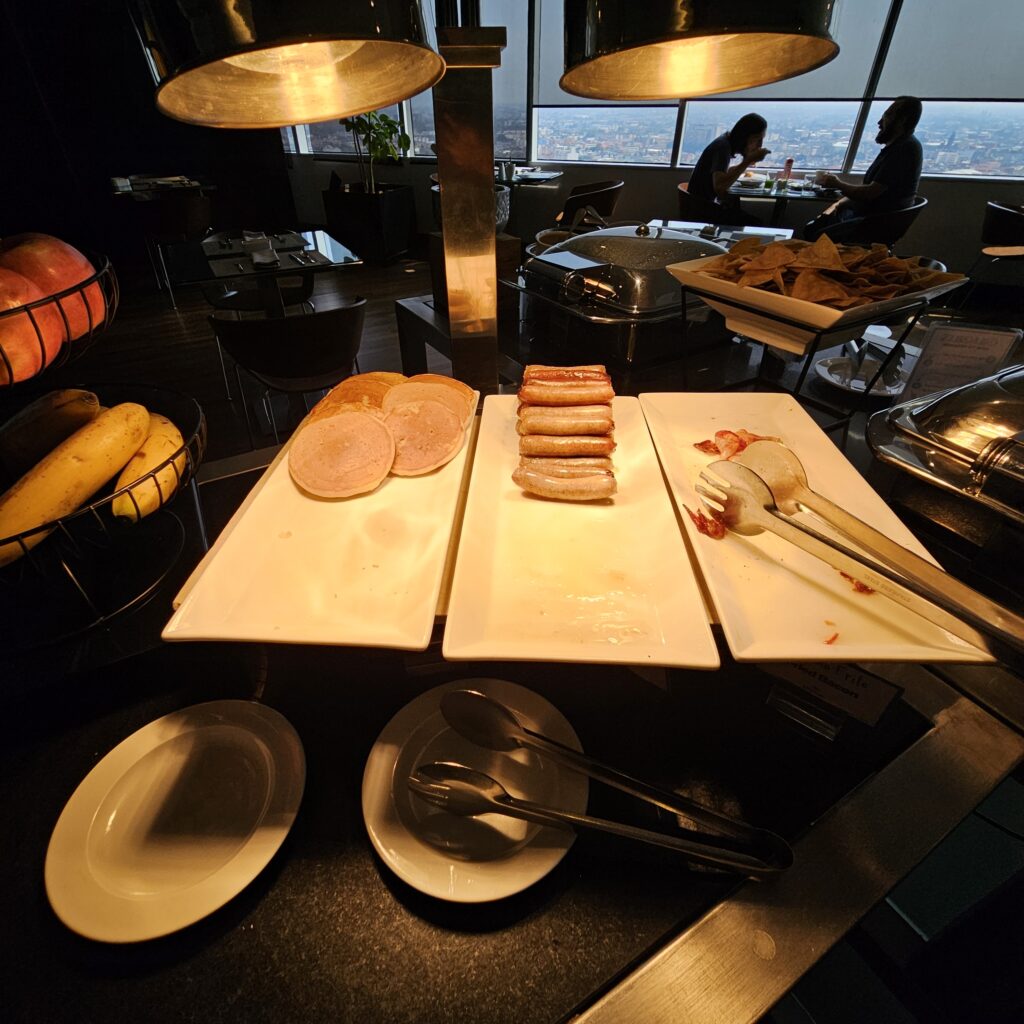 Hilton Mexico City Reforma Executive Lounge Breakfast Pancakes & Sausages