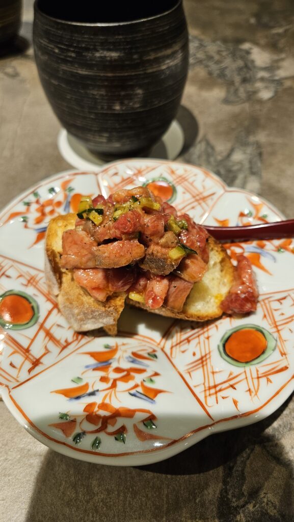 Nikuryori Chii-chan Diced Wagyu on Toasted Bread Roll