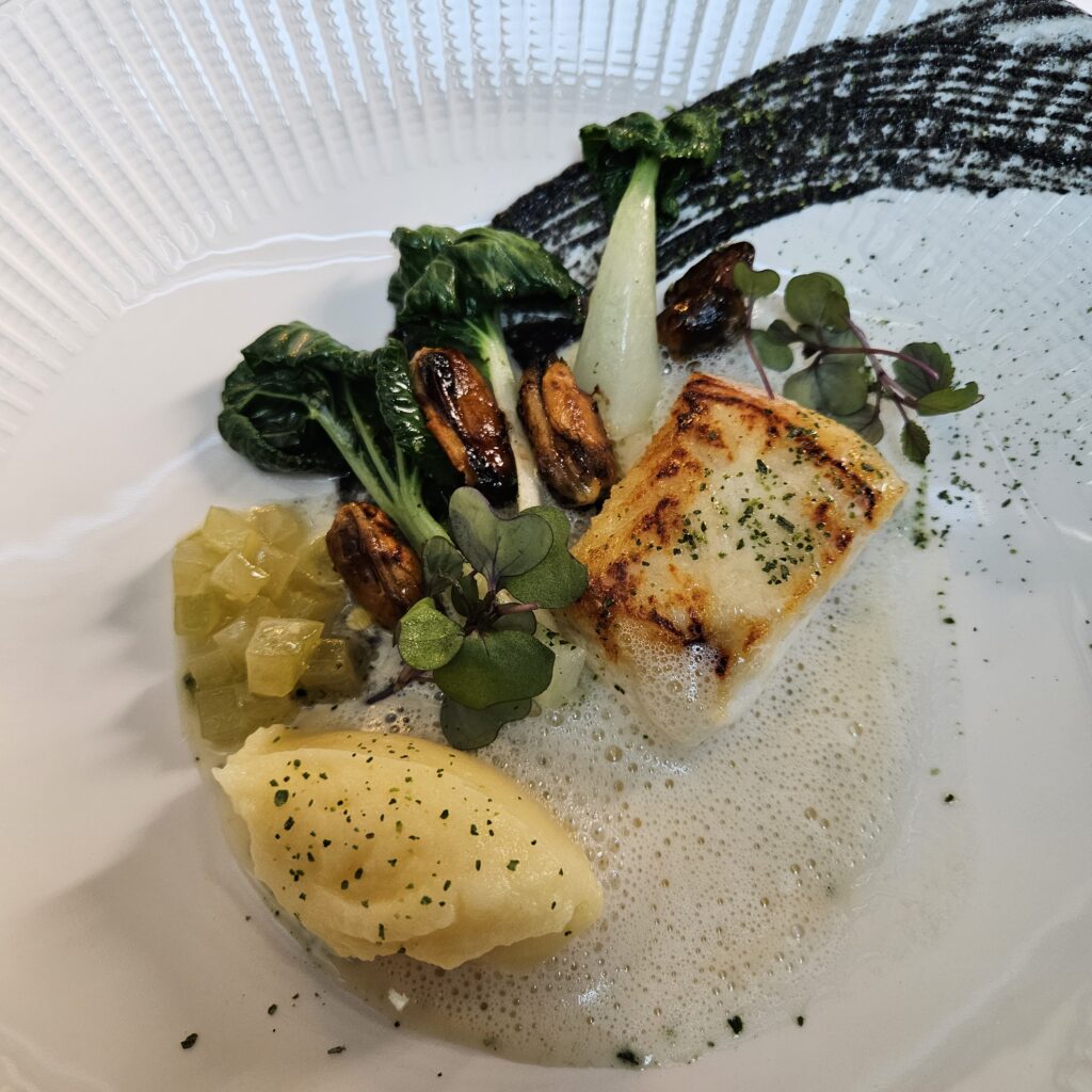 Hotel Telegraaf, Autograph Collection Restaurant Tchaikovsky Dinner Signature Menu Halibut