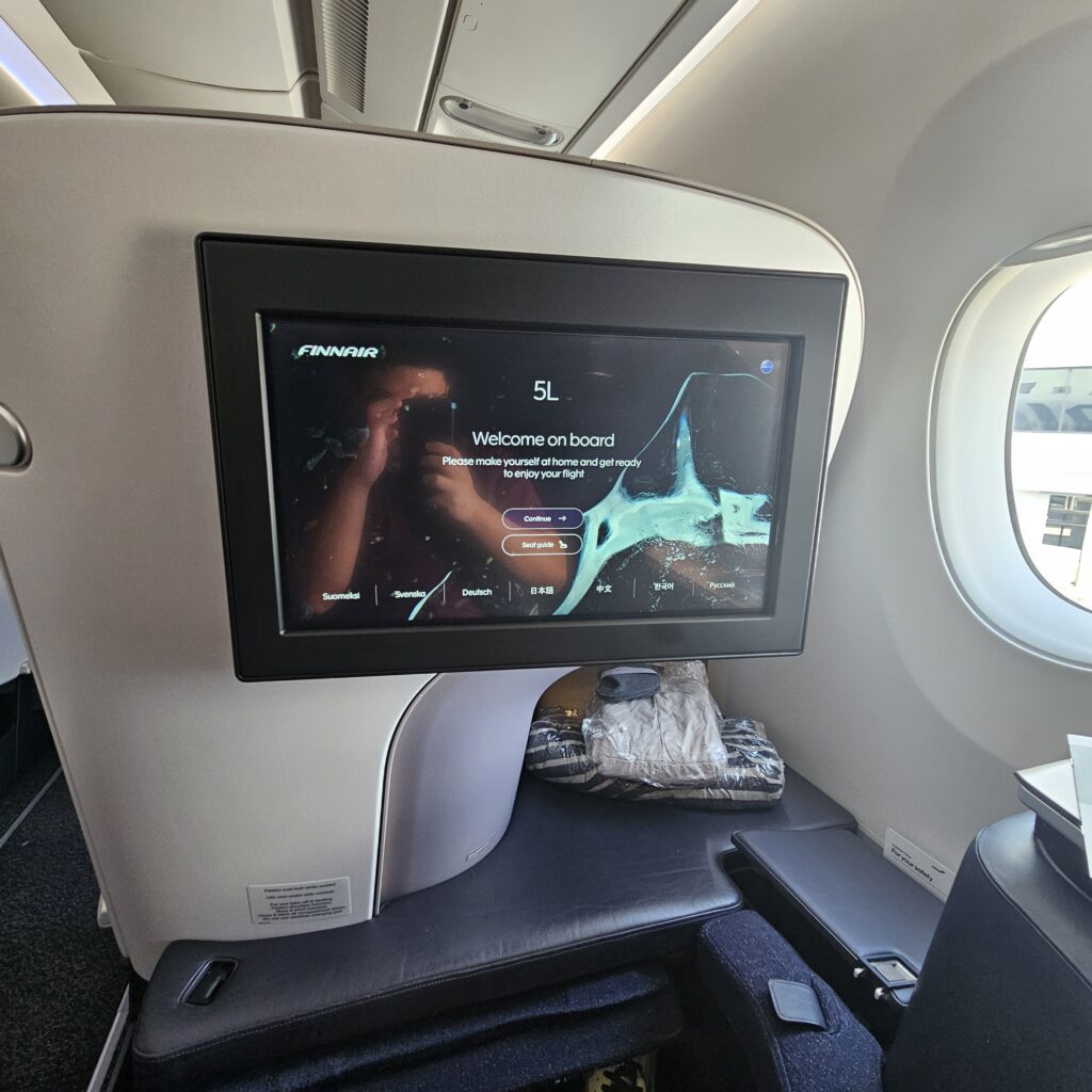 Review: Finnair Airbus A350-900 Business Class (DFW-HEL) 7 Finnair Airbus A350-900 Business Class Seat Entertainment Screen