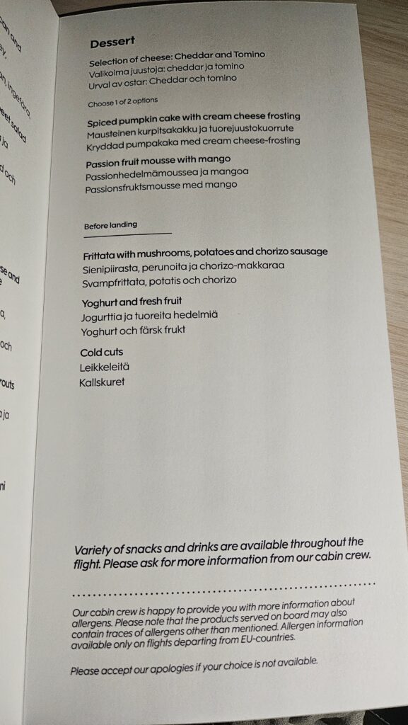 Review: Finnair Airbus A350-900 Business Class (DFW-HEL) 21 Finnair Business Class Food Menu