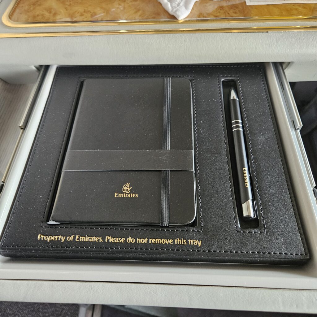 Review: Emirates Airbus A380-800 First Class (DXB-IAH) 15 Emirates Airbus A380 First Class Pen and Notebook