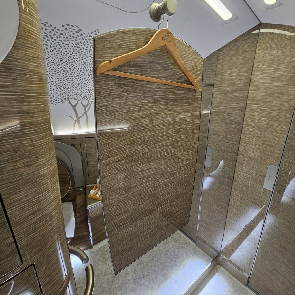 Review: Emirates Airbus A380-800 First Class (DXB-IAH) 39 Emirates Airbus A380-800 First Class Bathroom Hanger