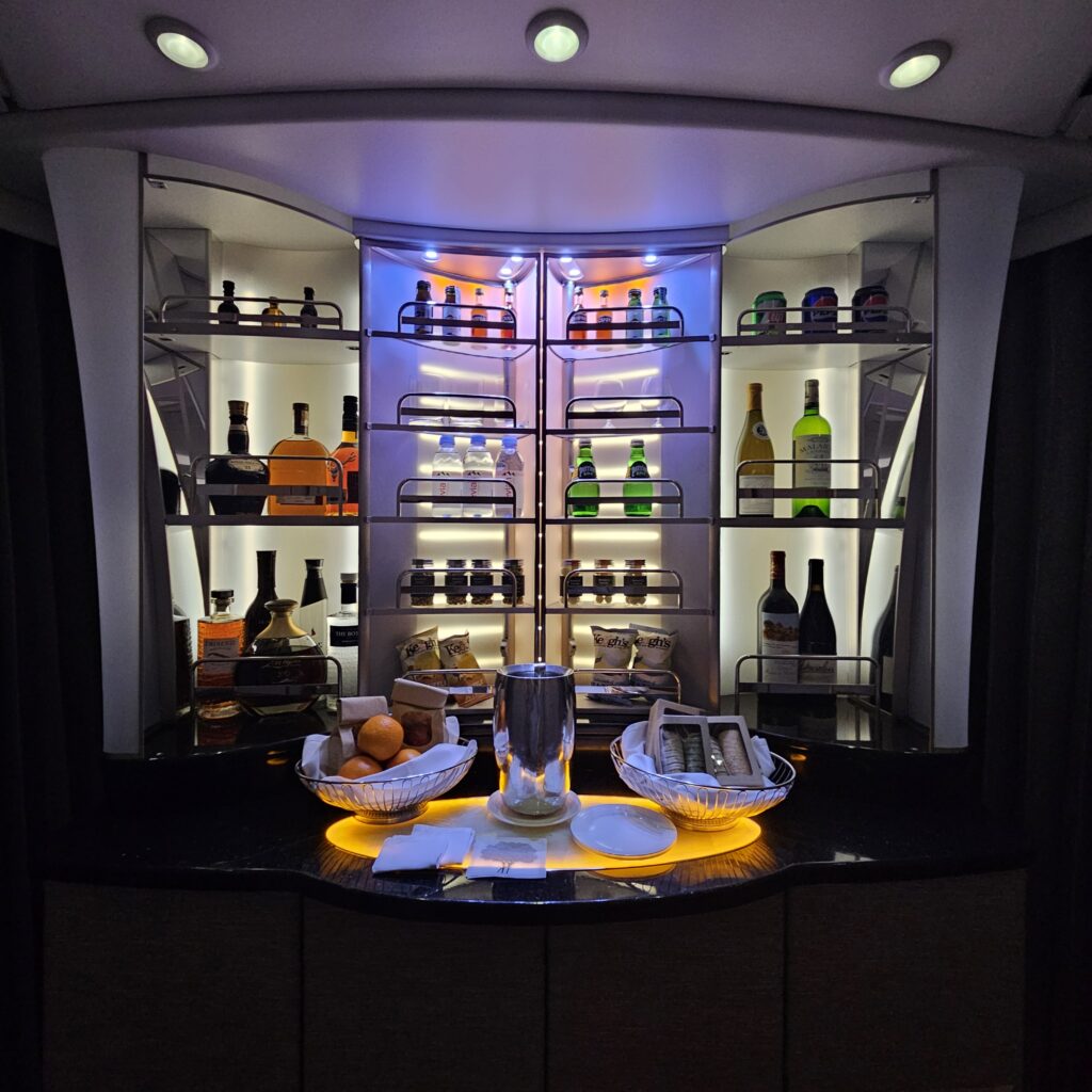 Review: Emirates Airbus A380-800 First Class (DXB-IAH) 23 Emirates Airbus A380 First Class Upper Deck Mini Bar