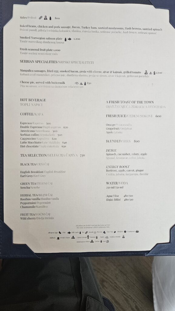 St. Regis Belgrade Savant Restaurant Breakfast Menu